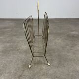 50s vintage gold metal magazine rack