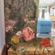 Very large mirror painted in Victorian style.