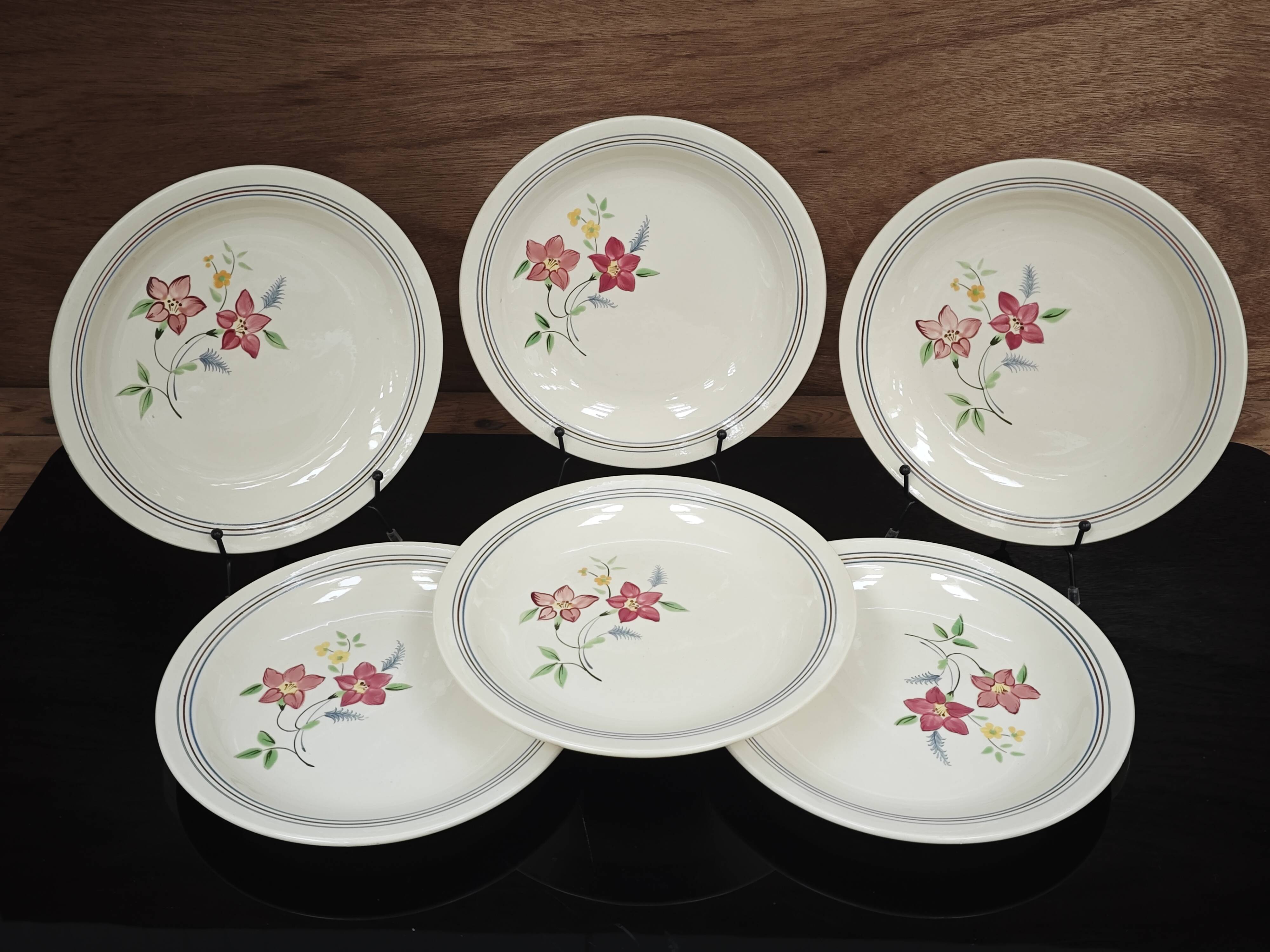 Set of 6 antique shallow bowls from Salin, France "Martine"