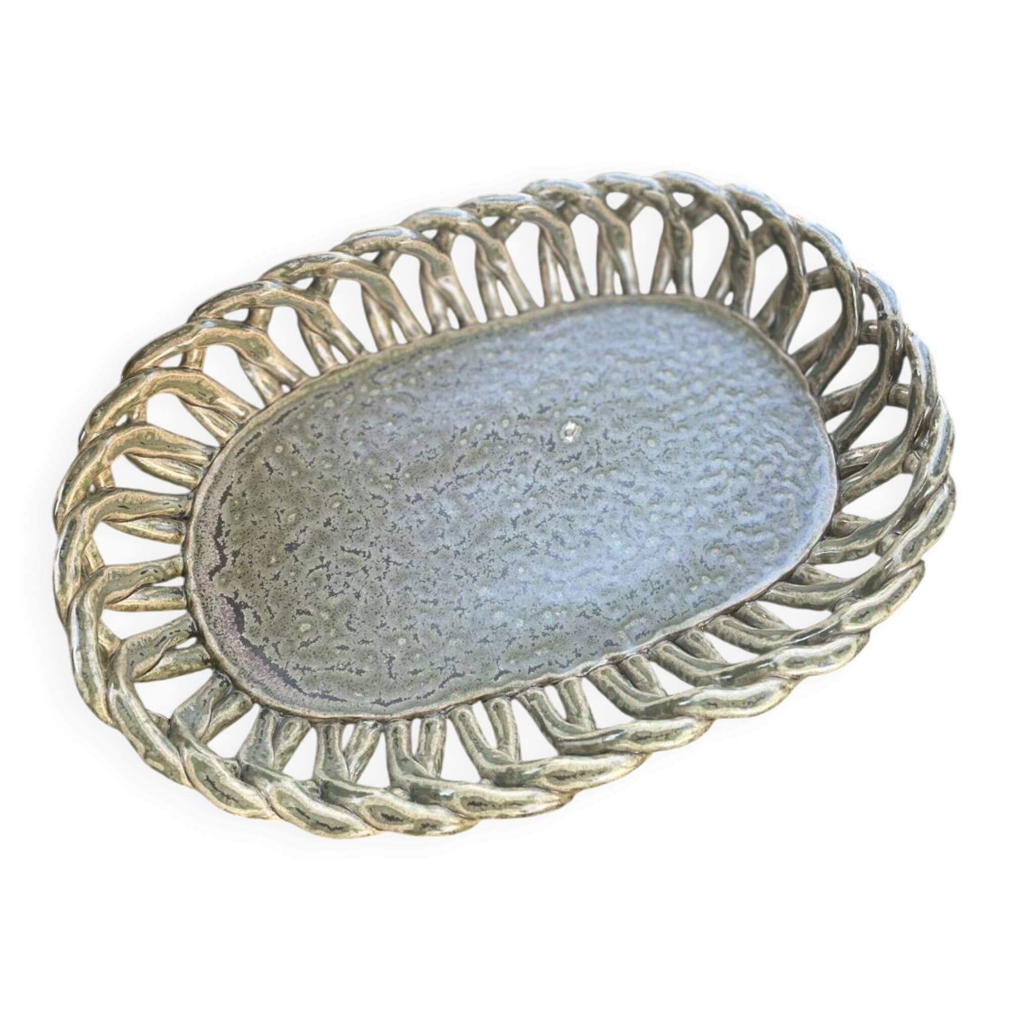 Woven ceramic basket