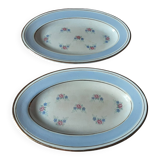 Set of 2 butter dishes, S A, opaque porcelain, Normandy