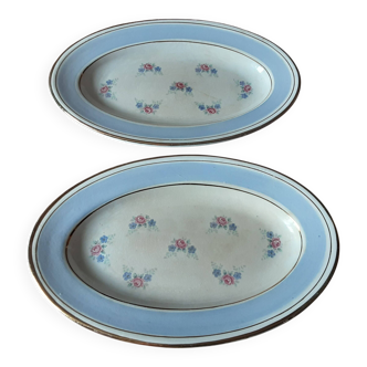 Set of 2 butter dishes, S A, opaque porcelain, Normandy