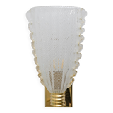 Attributed to Barovier & Toso Brass and "Reticello" Murano Glass Sconces