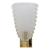 Attributed to Barovier & Toso Brass and "Reticello" Murano Glass Sconces
