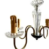 4-light chandelier in glass and gold metal