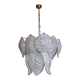 Chandelier "Leaves" 2 levels, frosted glass, Murano Mazzega, italy 1960