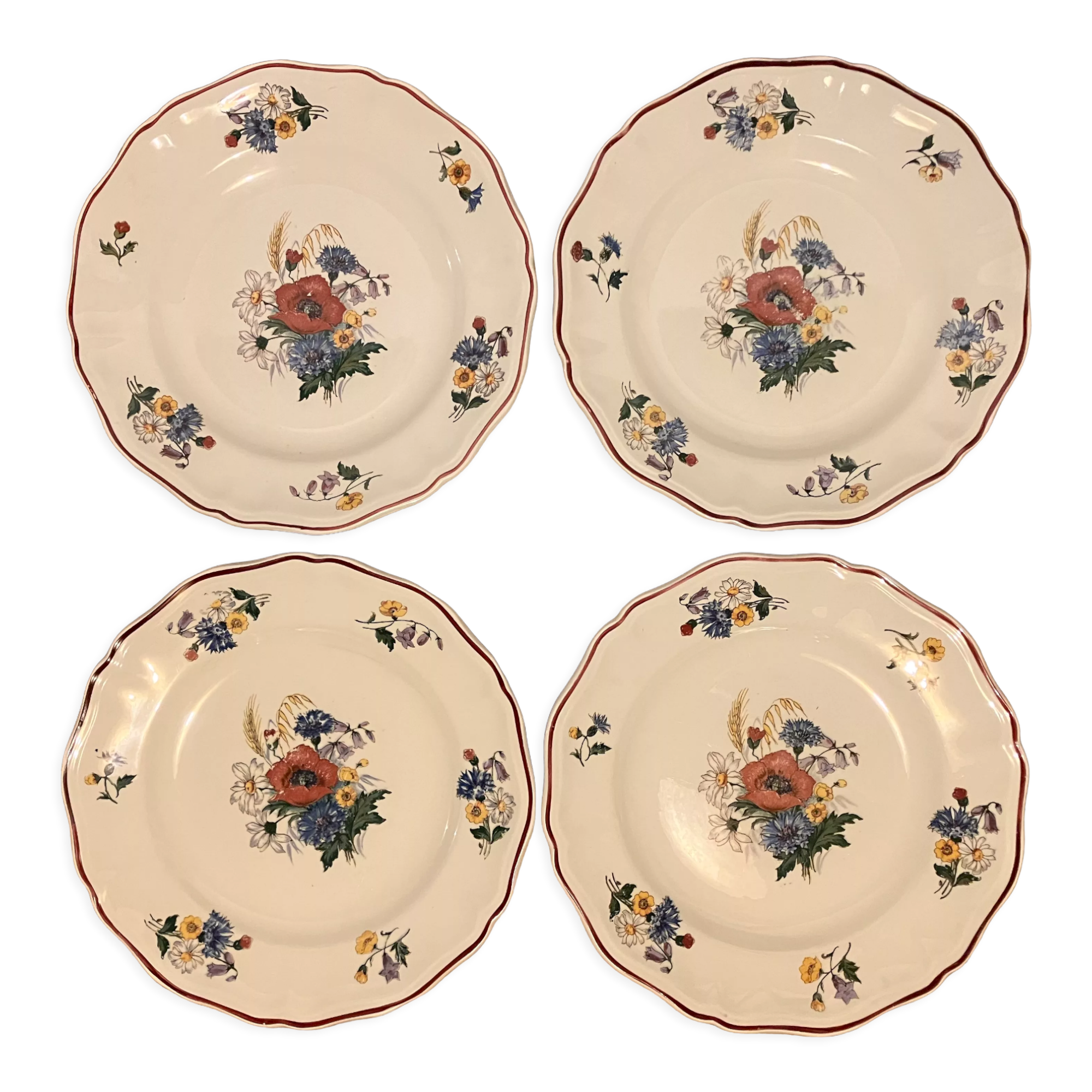 Set of 4 flat plates Sarreguemines service Agreste