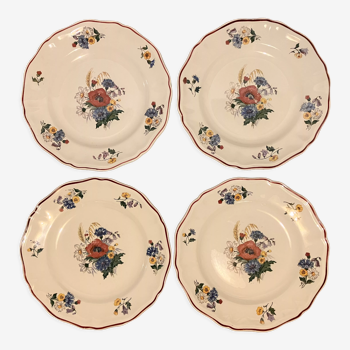 Lot de 4 assiettes plates Sarreguemines service Agreste