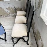 Set of 4 black lacquer chairs