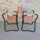 Pair of folding armchairs in metal and fabric 60s