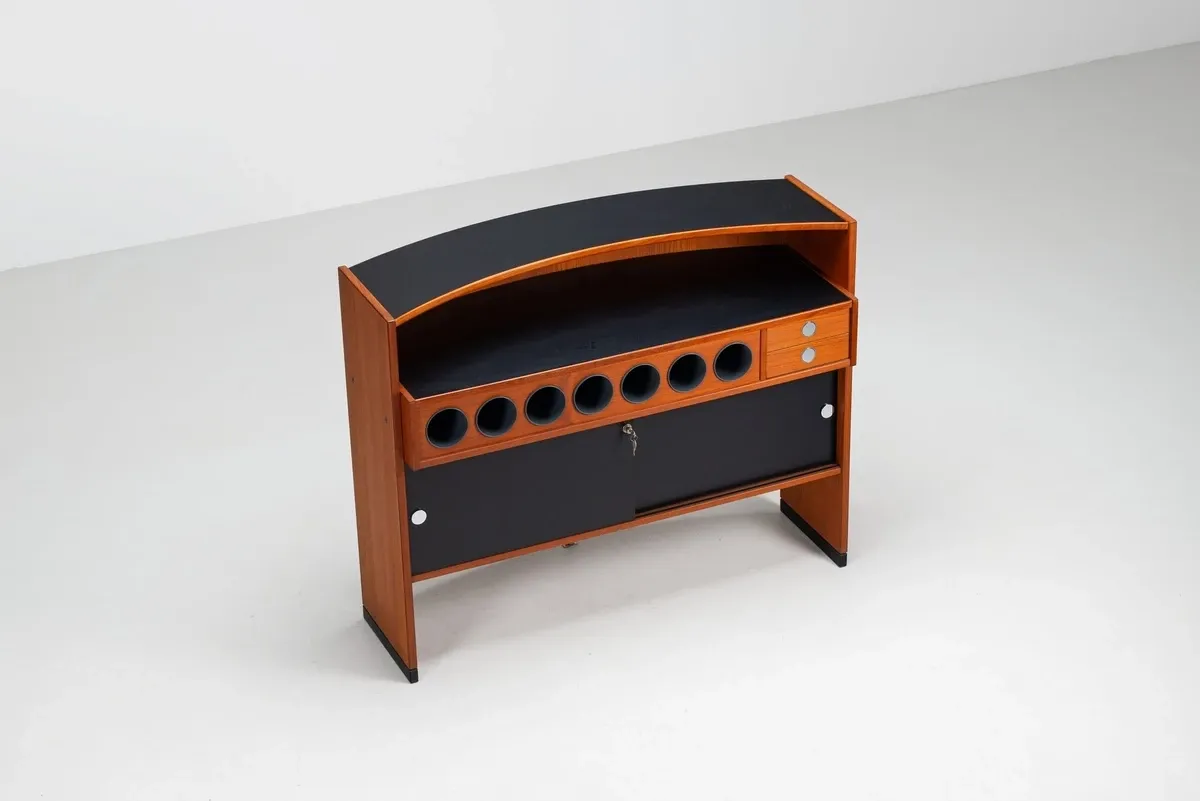 Erik Buch boomerang dry bar set in teak Dyrlund Denmark 1960