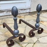 Pair of vintage geometric fire dogs