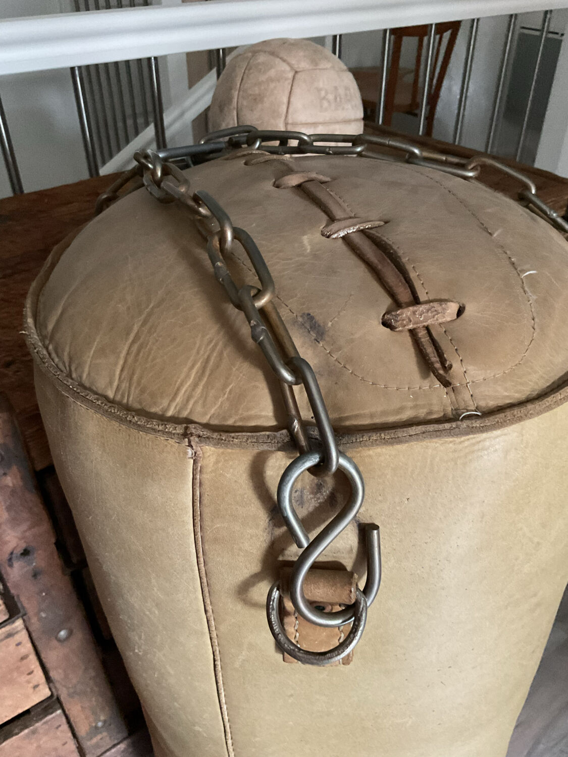 Vintage leather boxing bag