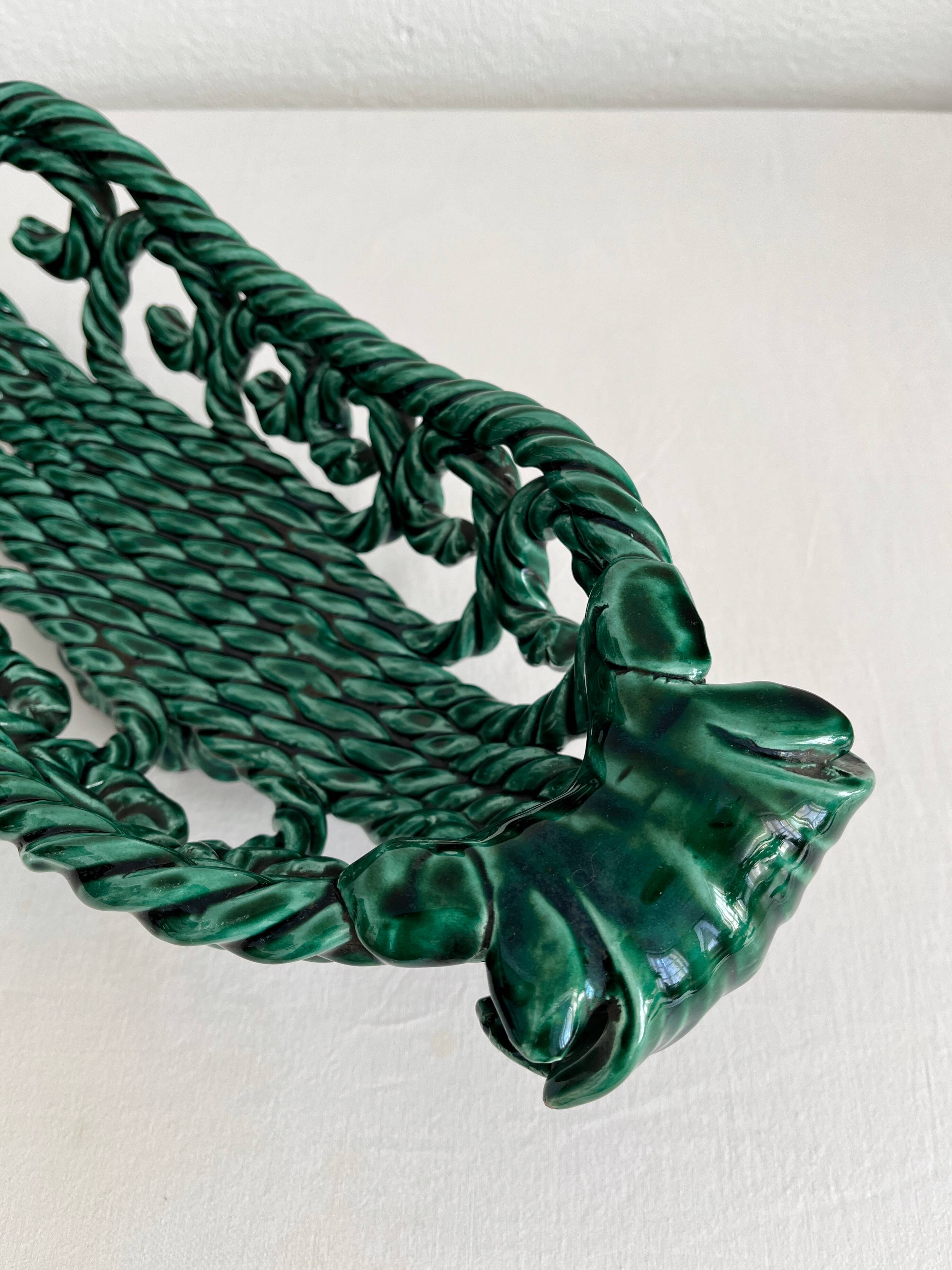 Vintage woven ceramic fruit bowl