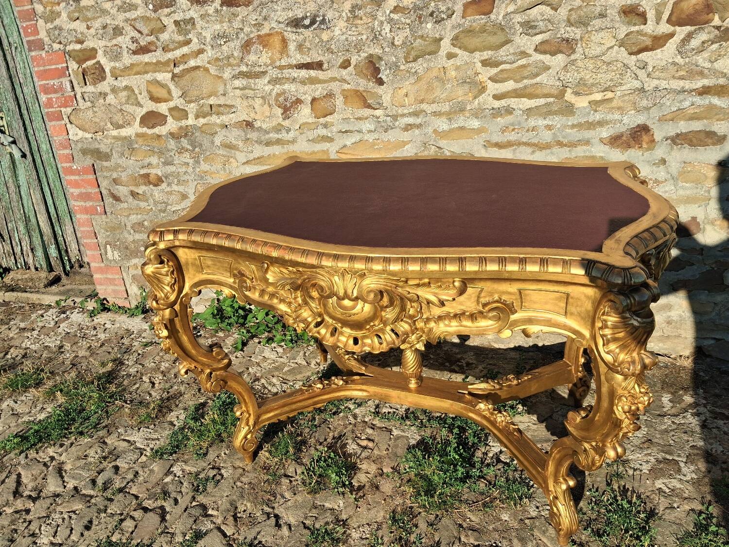 19th century gilded wood center table