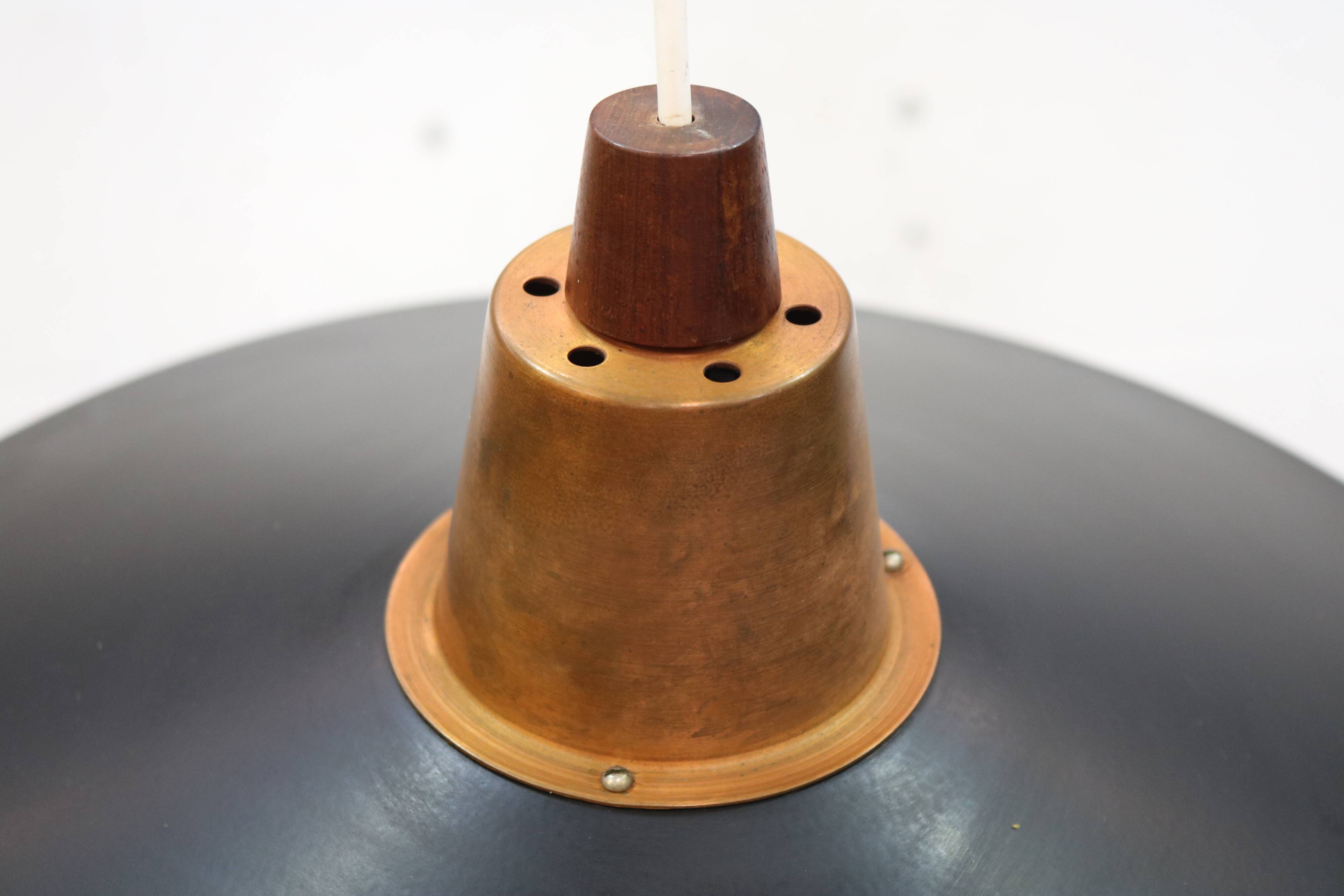 Rare Mid-Century Danish design lamp ,1960s -black&white metal& solid copper