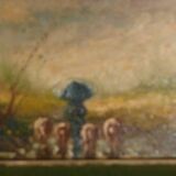 Oil on panel "Autumn Path" by M. Ferran