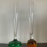 Pair of Bohemian crystal soliflore vases from the 70s and 80s