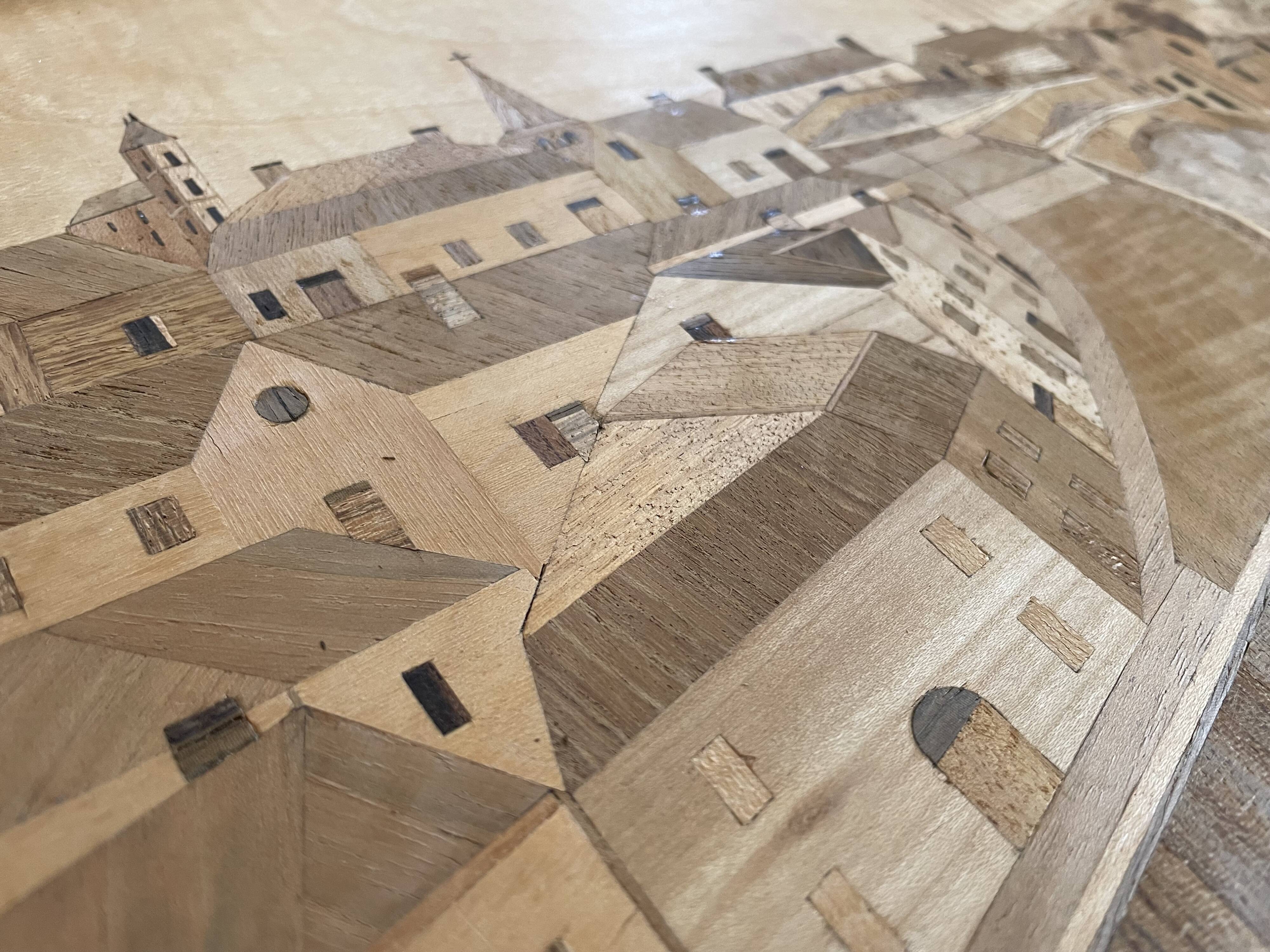 Wood marquetry table