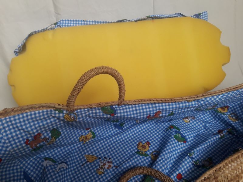 Couffin berceau bébé paille osier vintage
