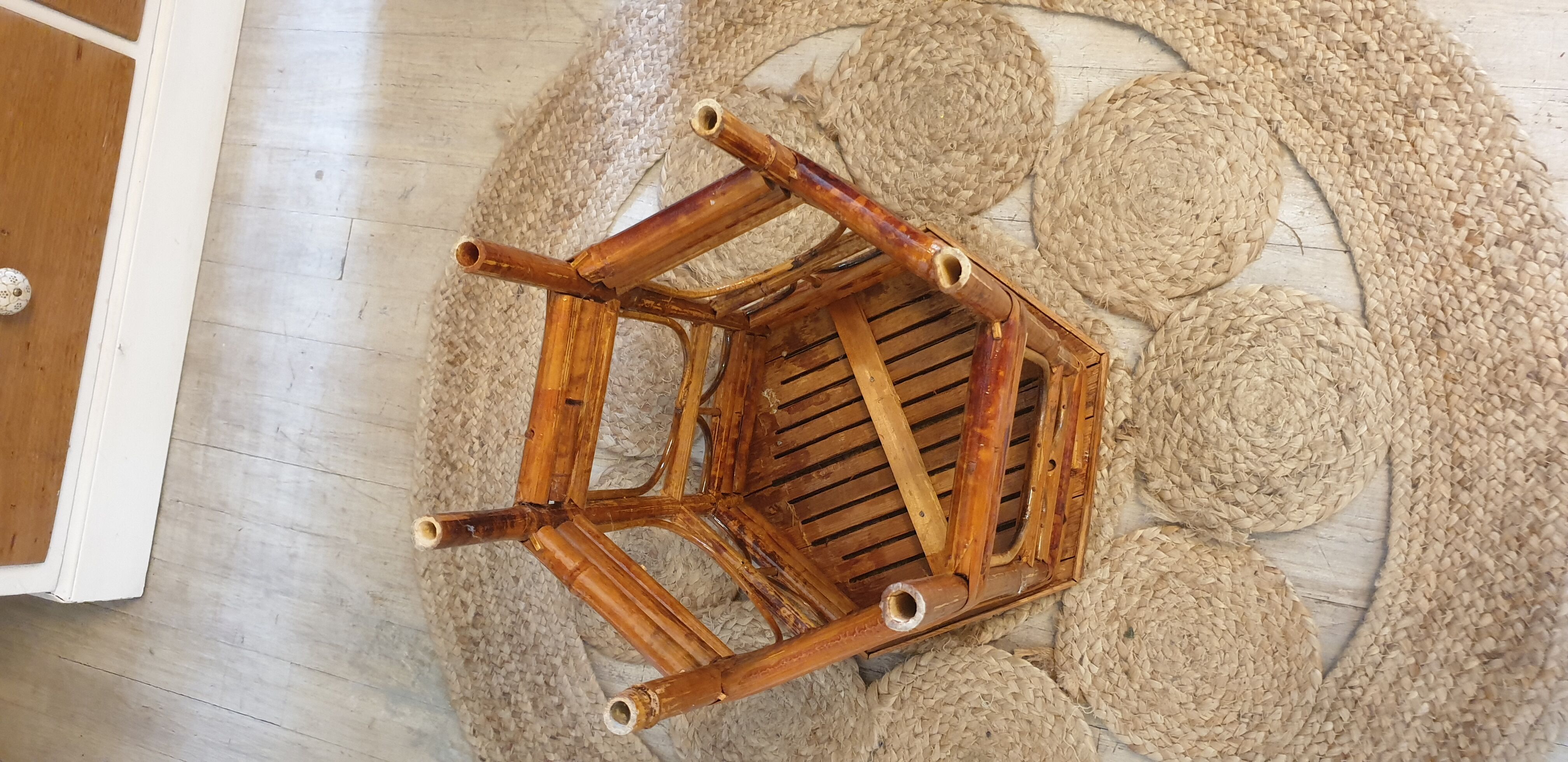 Bamboo and rattan pedestal table