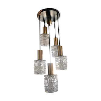 Brass chandelier and moulded glass 1960