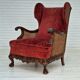 Fauteuil danois en bois de frêne et velour années 1930