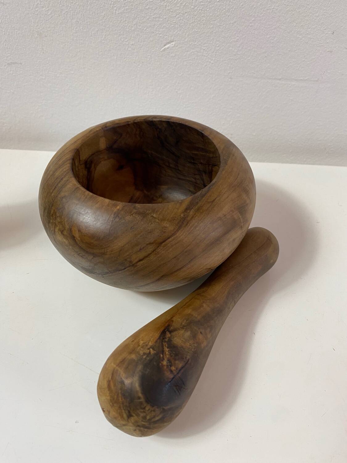 Olive wood mortar and pestle