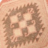 3x11 Faded Pink & Brown Vintage Ruuner, Turkish Wool Runner Rug, 91x328Cm