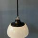 Massive Space Age Mid-Century suspension in plexiglass with white acrylic shade.