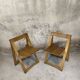 Pair of vintage folding wooden chairs by Aldo Jacober