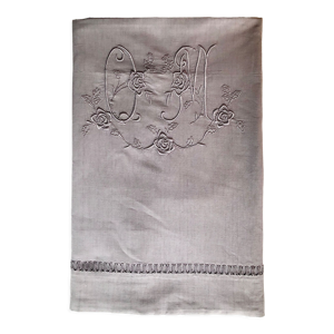 Drap ancien en lin et coton teinté