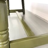 Glossy olive green lacquered dining table — DLG Georges Robert, Circa 1970