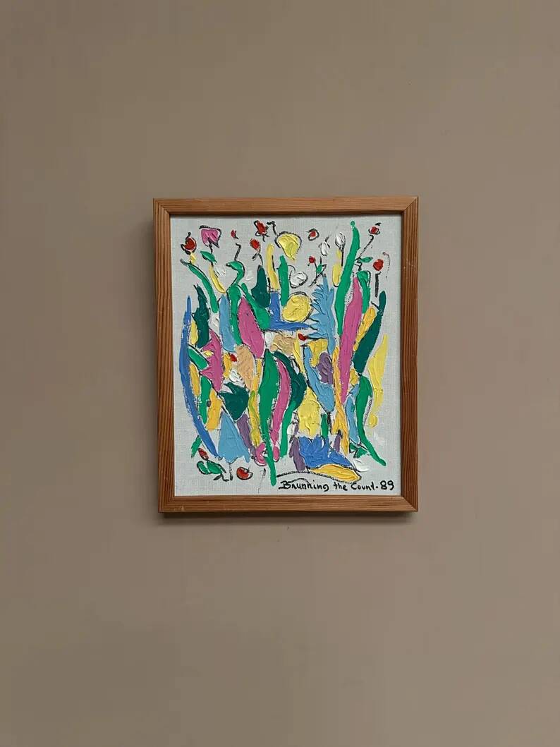 Original Swedish Oil on Canvas – “Brunning the Count ” by Leif Brünning – Dated 1989 – Vintage & Framed