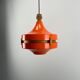 1970s orange Scandinavian suspension light in plexiglass shaped like a UFO.