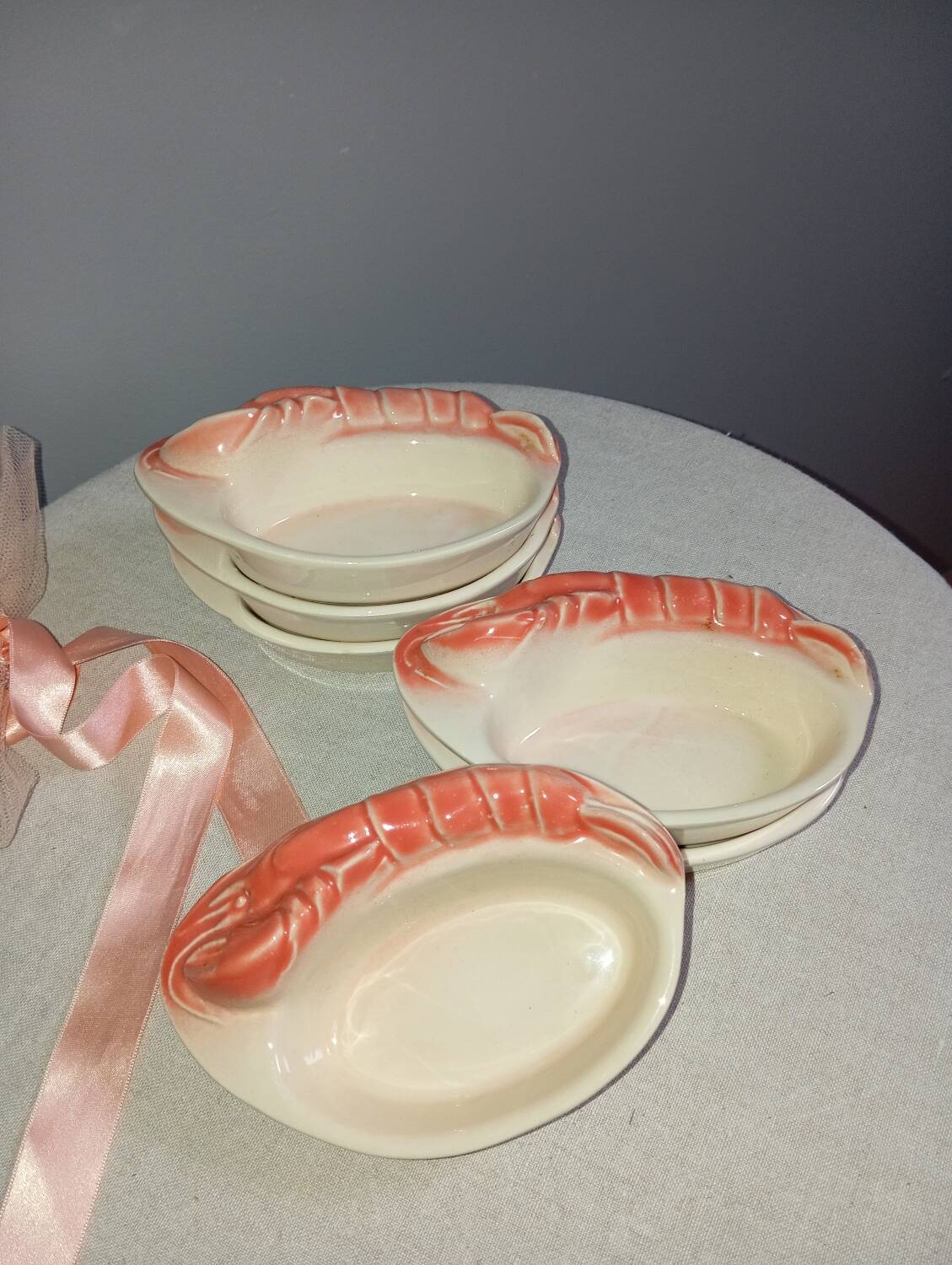 6 ramekins/cassolettes lobster slush culinary ceramics, by Charles Amand, 1960/70