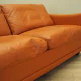 Orange leather sofa, Danish design, 1970s, production: Denmark