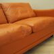 Orange leather sofa, Danish design, 1970s, production: Denmark