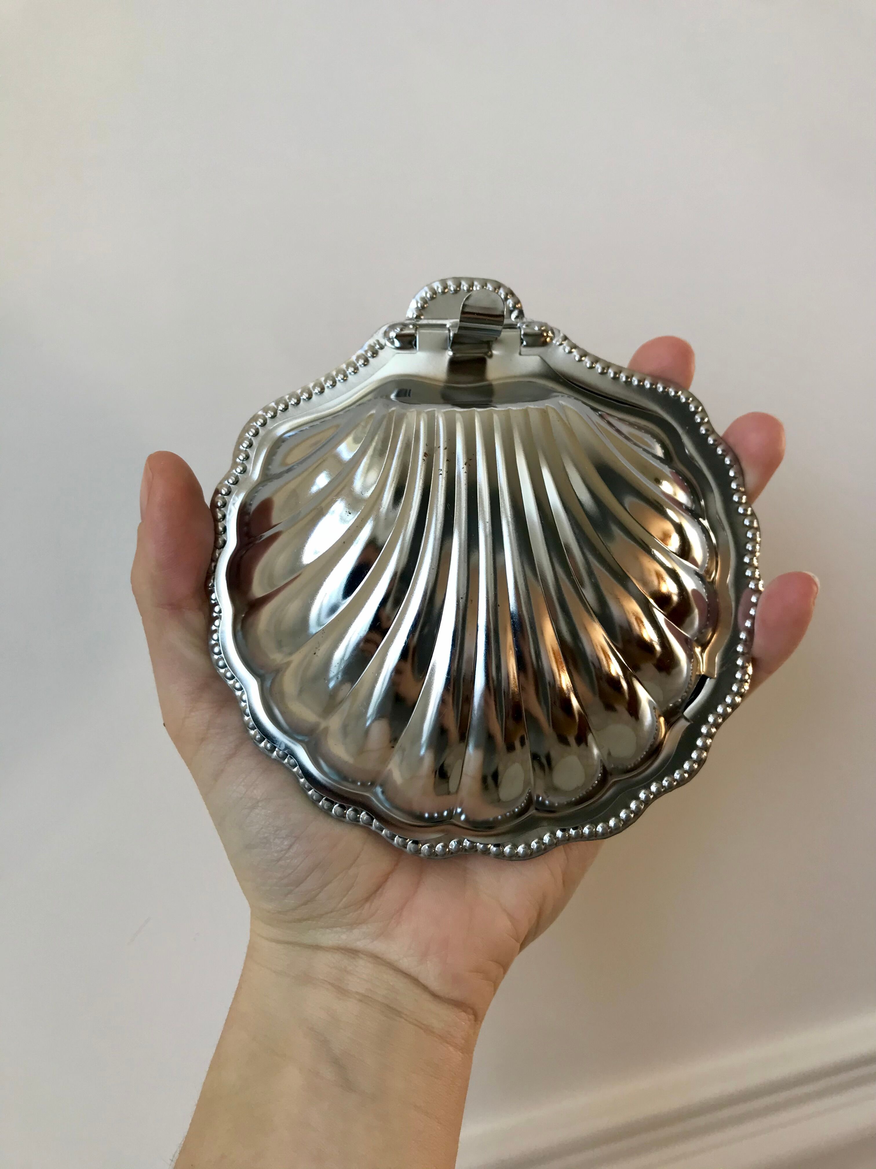 Pocket tray shell silver metal 60s-70s