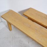 Pair of light oak benches