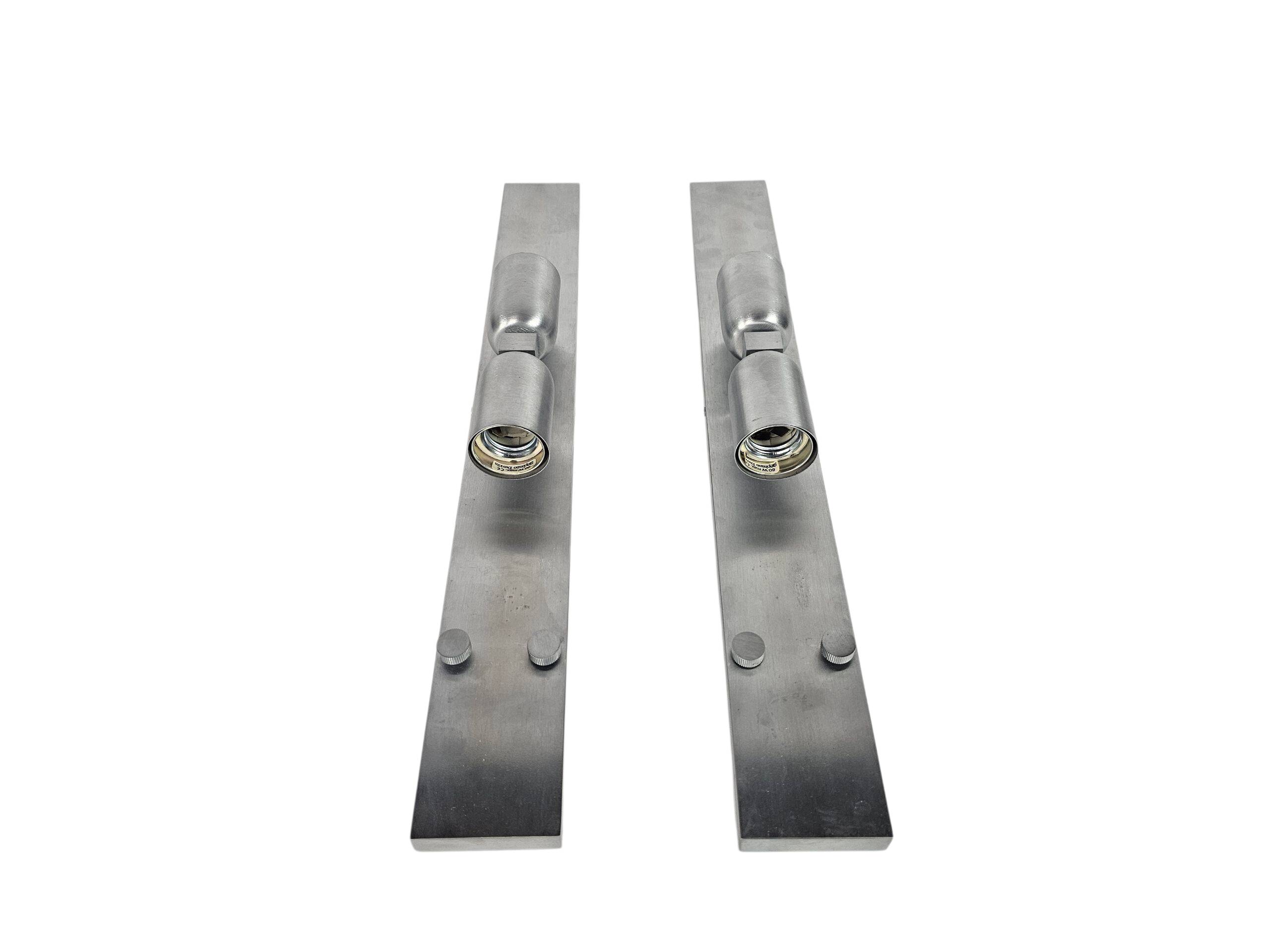 Wall lamps (2) - design Stéphane Davidts - brushed steel - Belgium - 80's