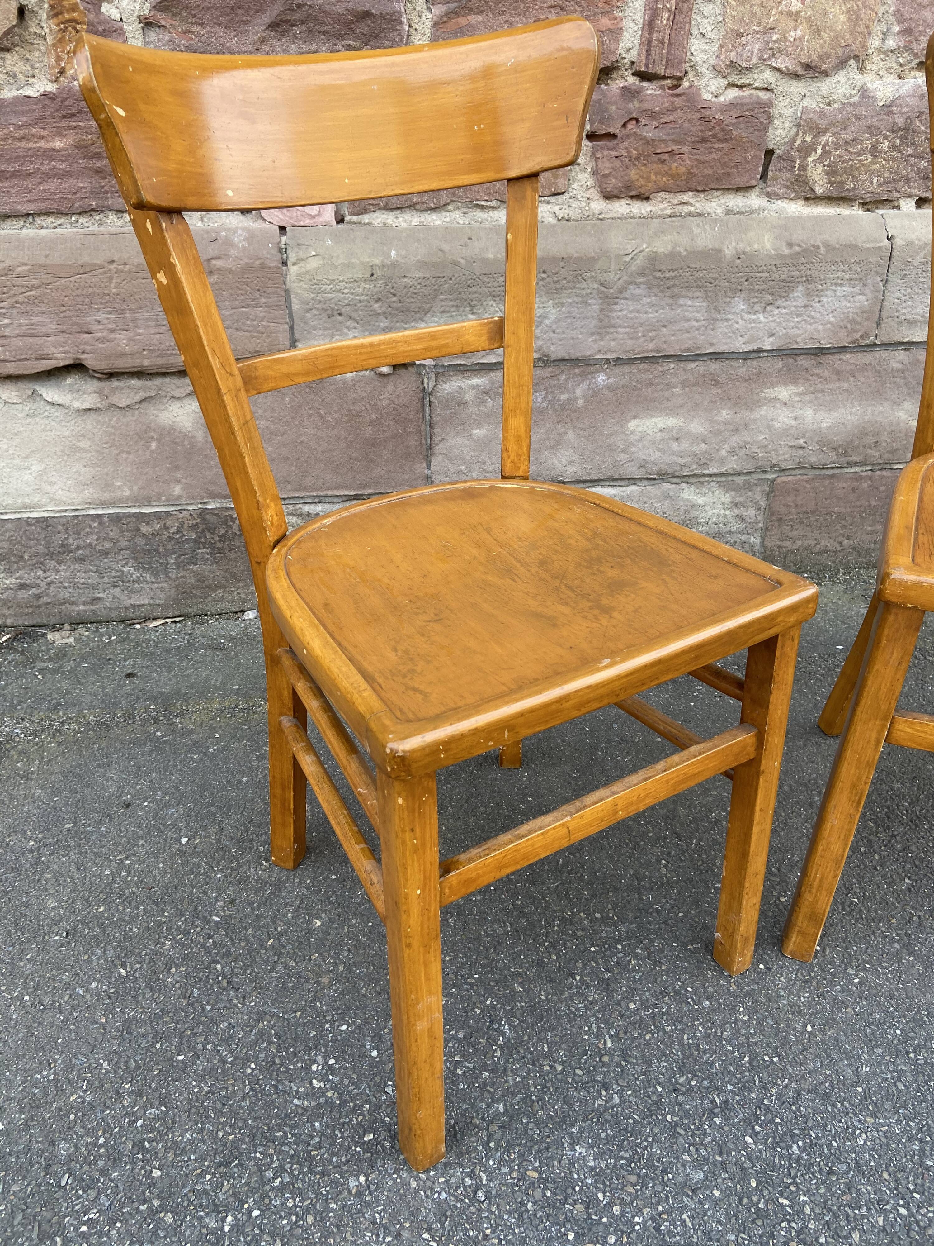 Pair of chairs curved wood vintage bistro
