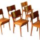 Scandinavian dining chairs, beech & leather 1960