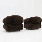 Vintage Italian armchairs brown velvet  1970s , set of 2