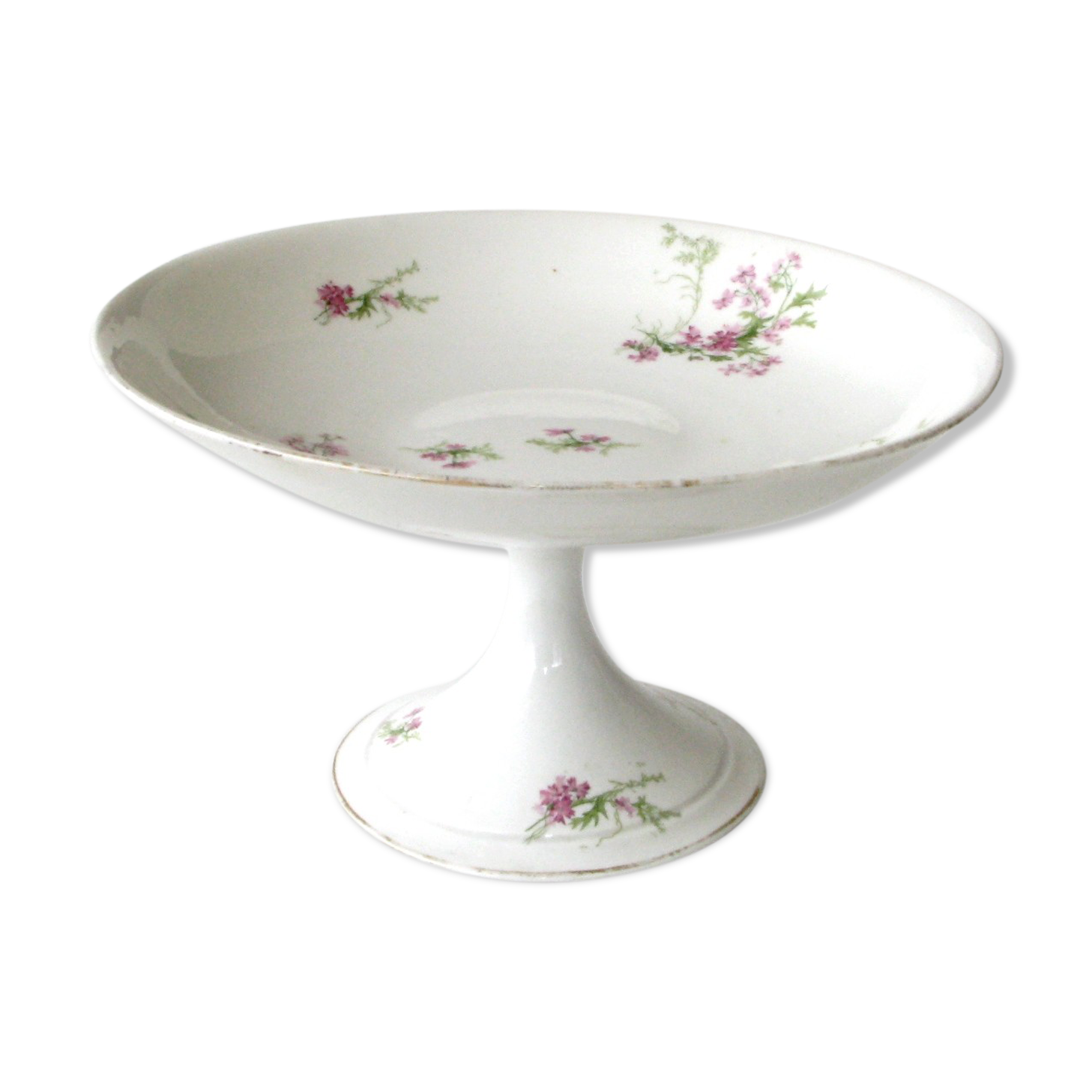 Old fruit cup decorated with pink flowers - limoges bourganeuf