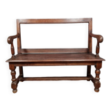 Bench with openwork backrest Louis XIII style 19th century in oak