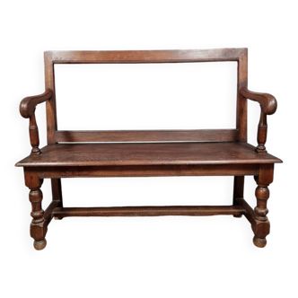 Banc en chêne à dossier ajouré style Louis XIII époque XIXeme