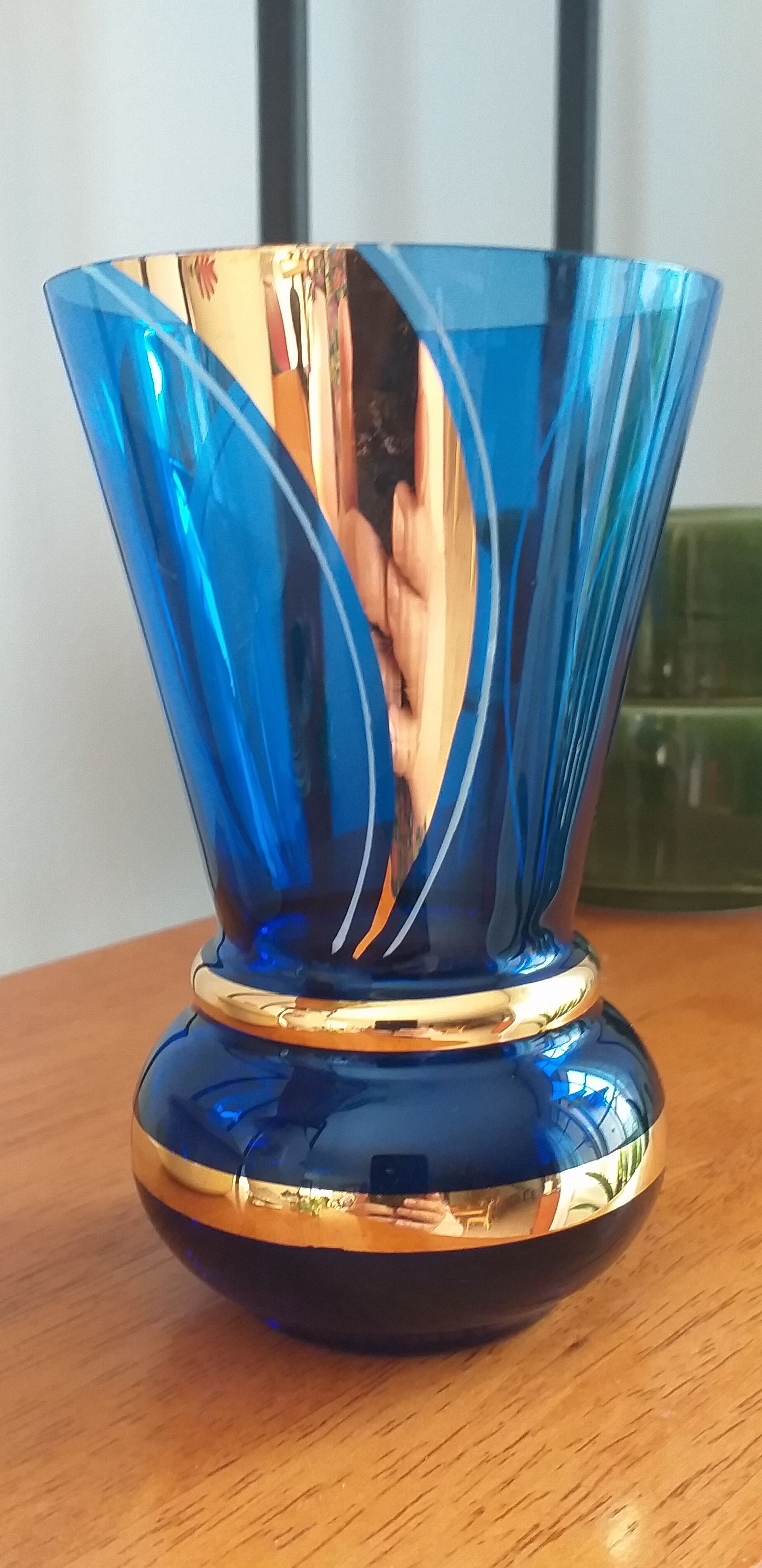 Vase boom bleu et or
