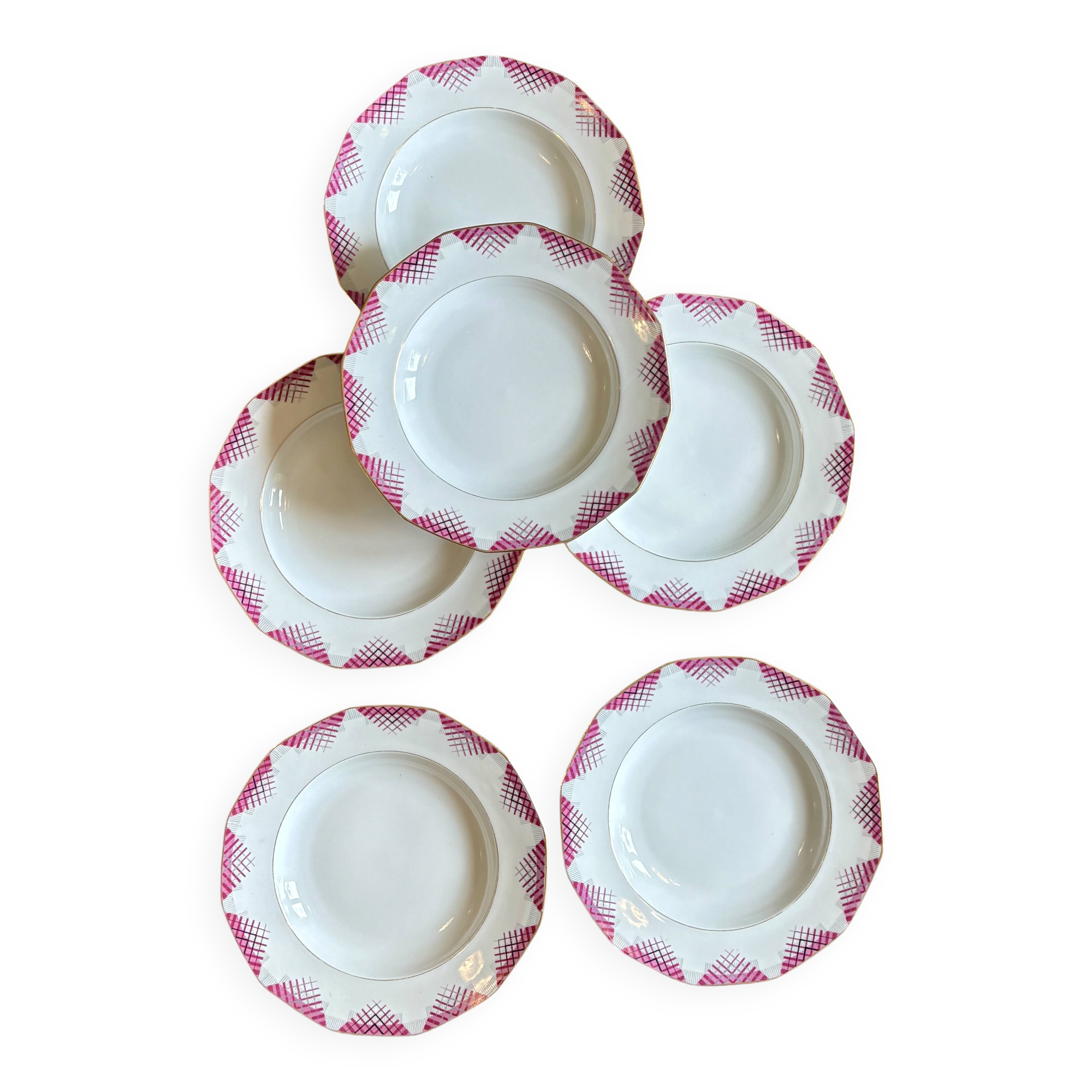 Set of 6 vintage porcelain deep plates