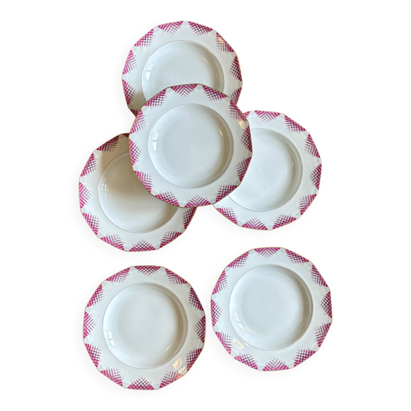 Lot de 6 assiettes creuses vintage en porcelaine